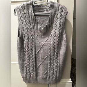 Gray Cable Knit Sweater Vest